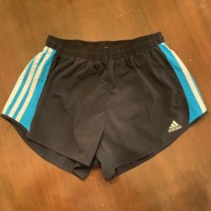 Adidas Dark Grey Shorts with Blue Trim